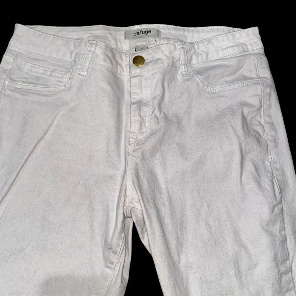 Refuge Solid White Skinny Jeans Classic Stretch Denim Pants Casual size 12 - Picture 4 of 10